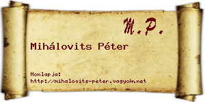 Mihálovits Péter névjegykártya