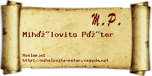 Mihálovits Péter névjegykártya